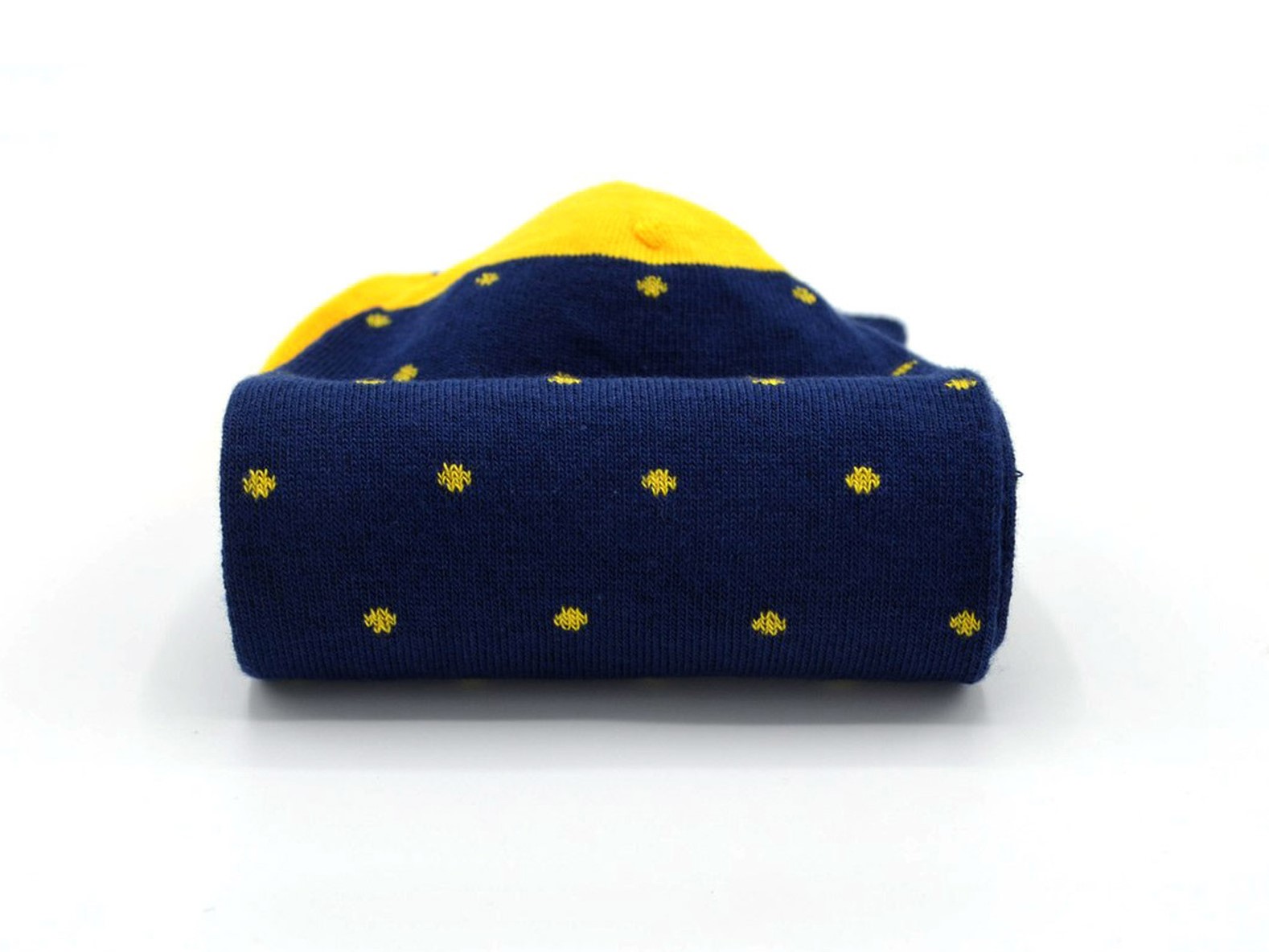 socquettes fantaisie à motifs en coton hommes femmes bleu marine pois jaunes 